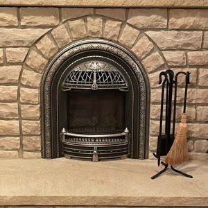 Fireplace Tools Hearth Stand Set Black Forged Metal Fireplace Poker Shovel Broom